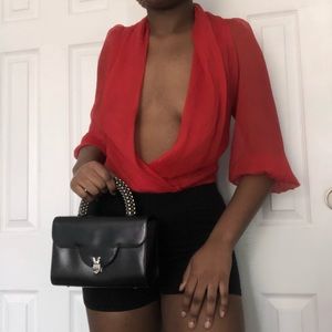 Red Deep V Bodysuit